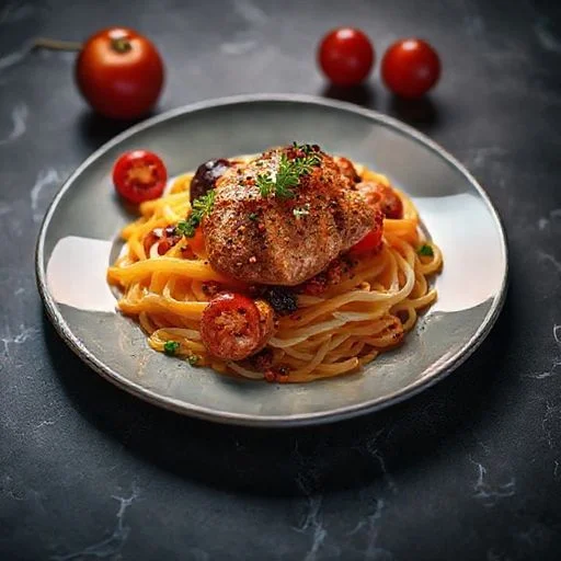 Gourmet coffee and pastry on a cafe table